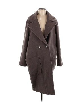 H&M Wool Blend Double-Breasted Oversized Coat - Brown